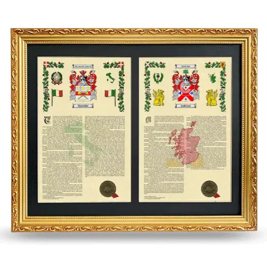 Double Armorial History Framed - Gold