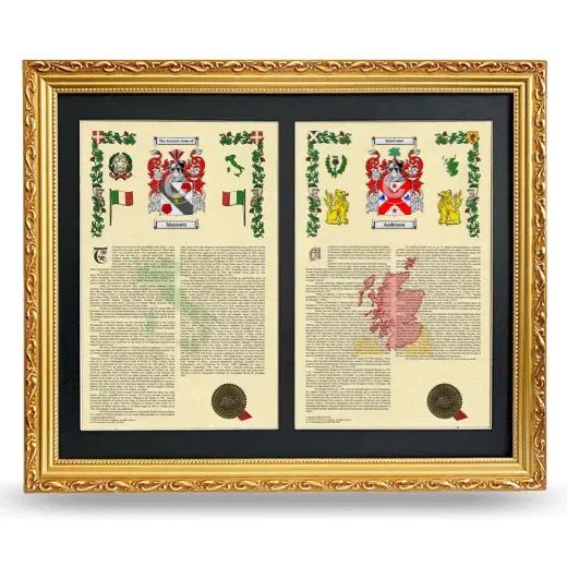 Double Armorial History Framed - Gold