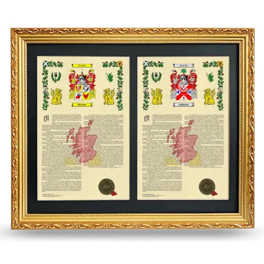 Double Armorial History Framed - Gold