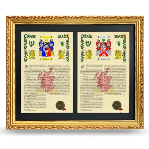 Double Armorial History Framed - Gold