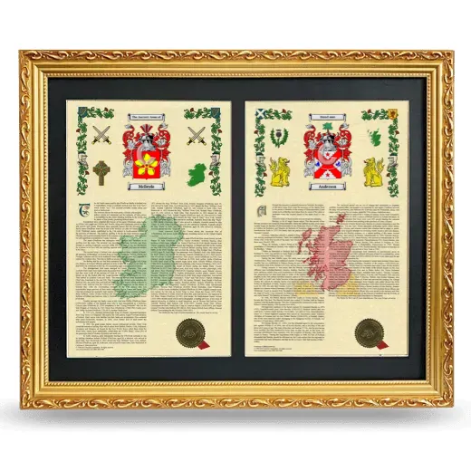 Double Armorial History Framed - Gold