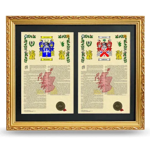 Double Armorial History Framed - Gold