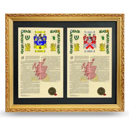 Double Armorial History Framed - Gold
