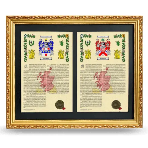 Double Armorial History Framed - Gold