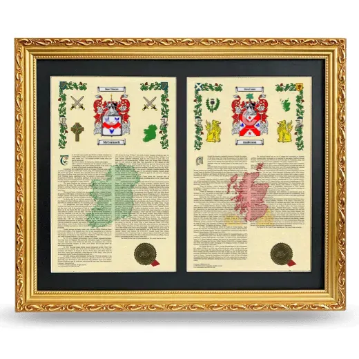 Double Armorial History Framed - Gold