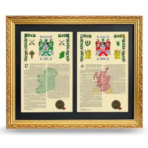 Double Armorial History Framed - Gold