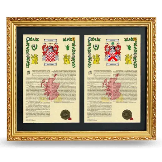 Double Armorial History Framed - Gold