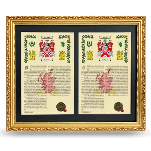 Double Armorial History Framed - Gold