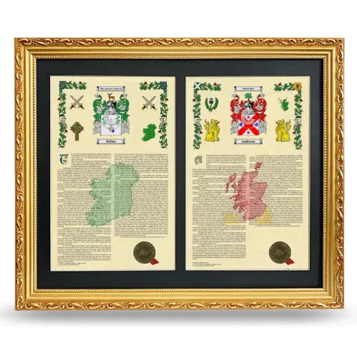 Double Armorial History Framed - Gold