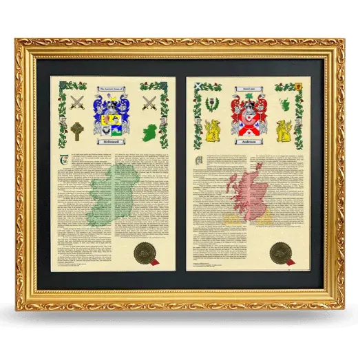 Double Armorial History Framed - Gold