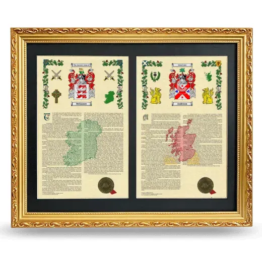 Double Armorial History Framed - Gold