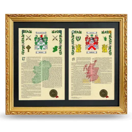 Double Armorial History Framed - Gold