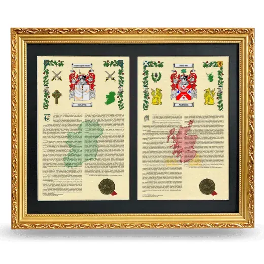 Double Armorial History Framed - Gold