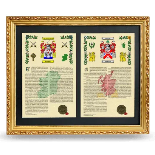 Double Armorial History Framed - Gold