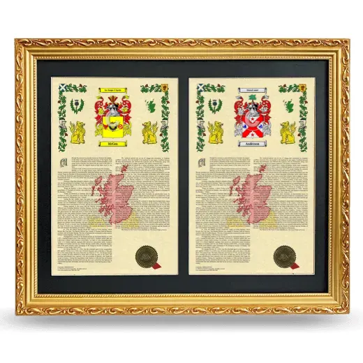 Double Armorial History Framed - Gold