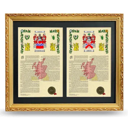 Double Armorial History Framed - Gold