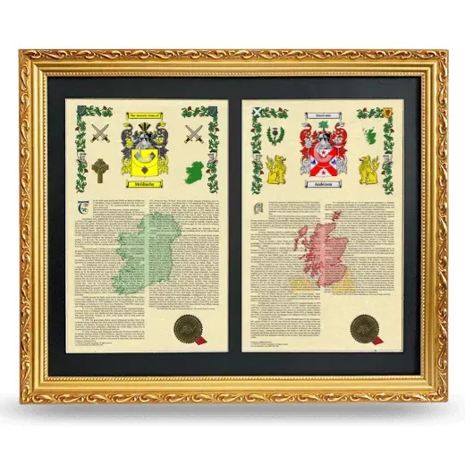 Double Armorial History Framed - Gold