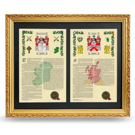 Double Armorial History Framed - Gold