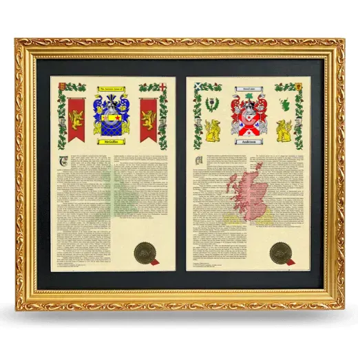Double Armorial History Framed - Gold
