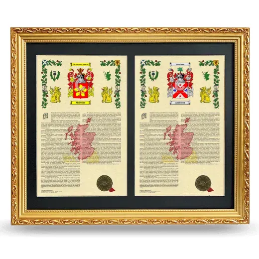 Double Armorial History Framed - Gold