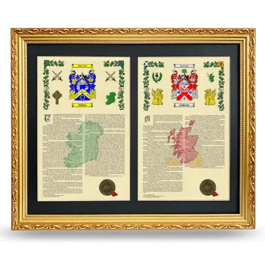 Double Armorial History Framed - Gold