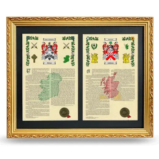 Double Armorial History Framed - Gold