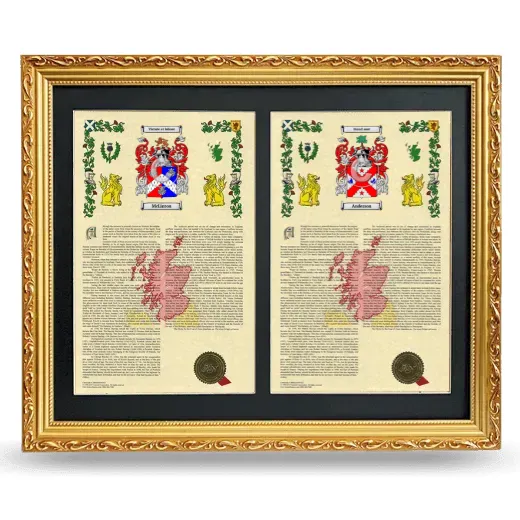 Double Armorial History Framed - Gold
