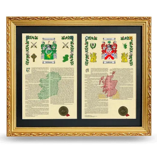 Double Armorial History Framed - Gold