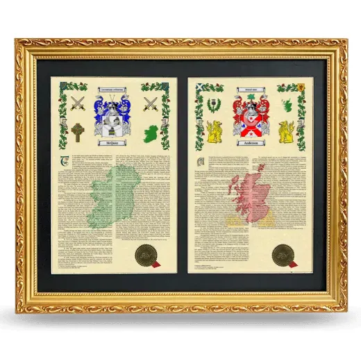 Double Armorial History Framed - Gold