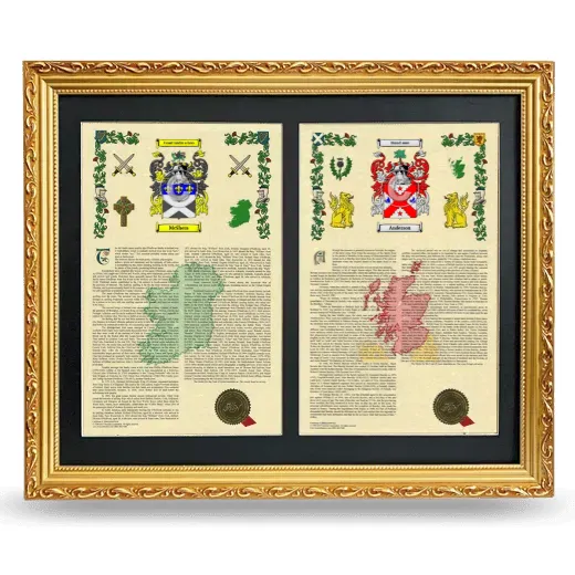 Double Armorial History Framed - Gold