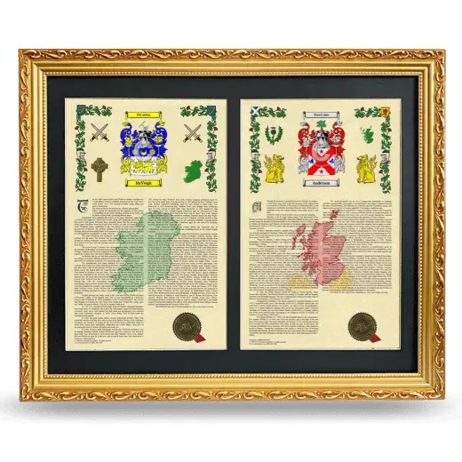 Double Armorial History Framed - Gold