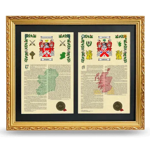Double Armorial History Framed - Gold