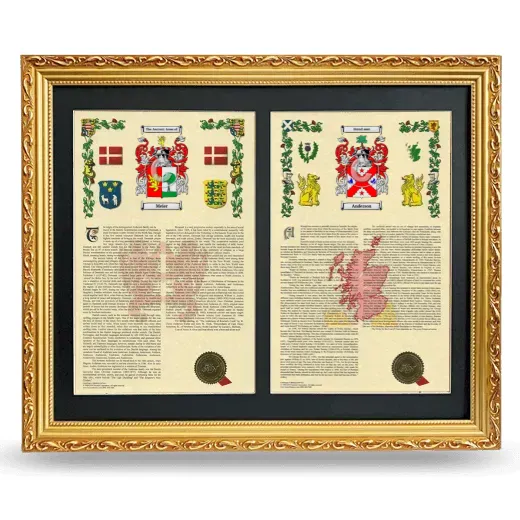 Double Armorial History Framed - Gold
