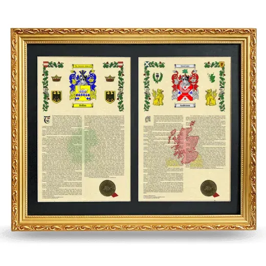 Double Armorial History Framed - Gold