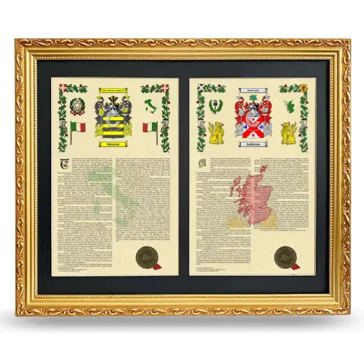 Double Armorial History Framed - Gold