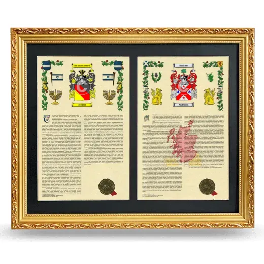Double Armorial History Framed - Gold