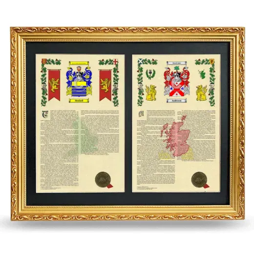 Double Armorial History Framed - Gold