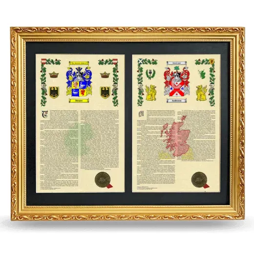 Double Armorial History Framed - Gold