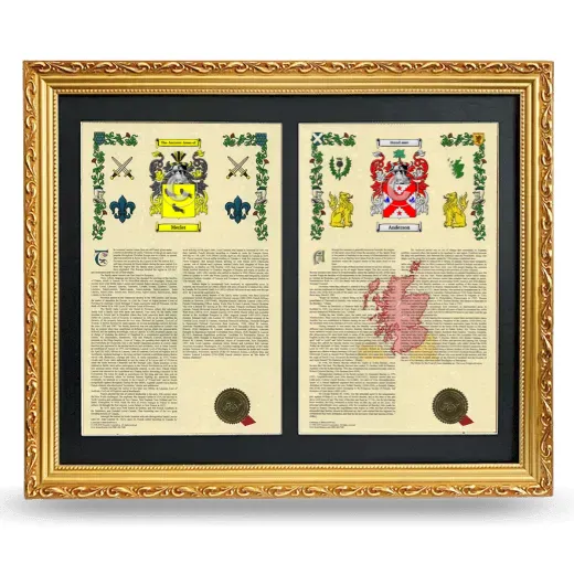 Double Armorial History Framed - Gold