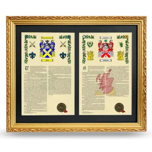Double Armorial History Framed - Gold