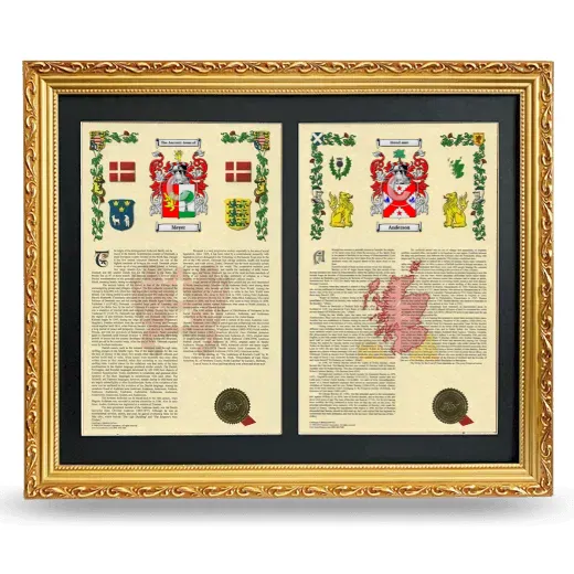 Double Armorial History Framed - Gold