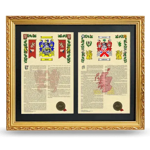 Double Armorial History Framed - Gold