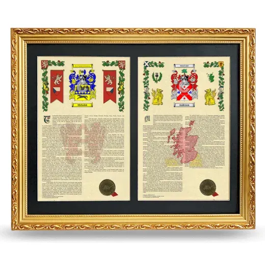 Double Armorial History Framed - Gold