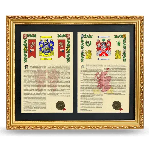Double Armorial History Framed - Gold