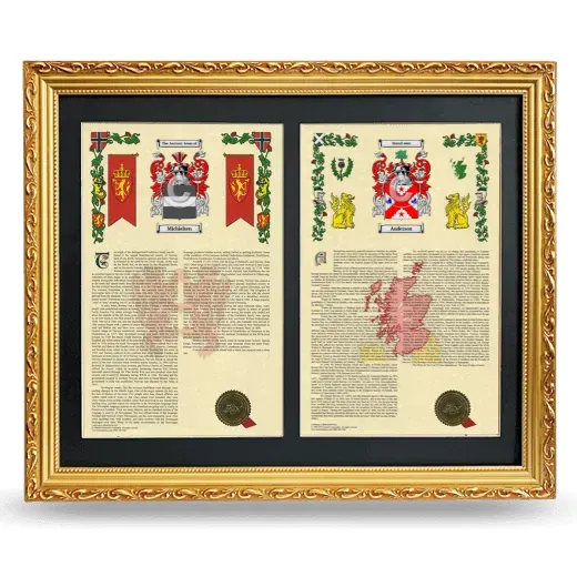 Double Armorial History Framed - Gold
