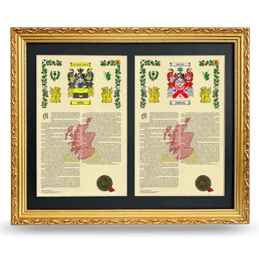 Double Armorial History Framed - Gold