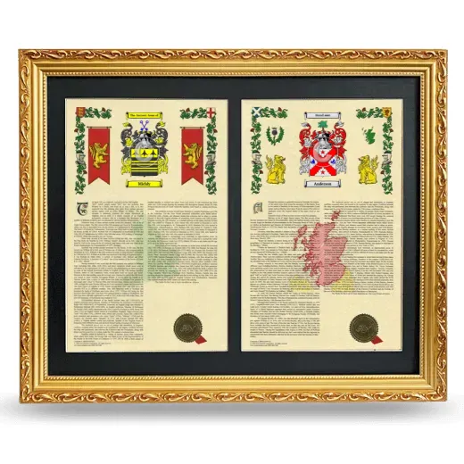 Double Armorial History Framed - Gold