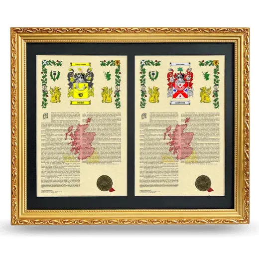 Double Armorial History Framed - Gold