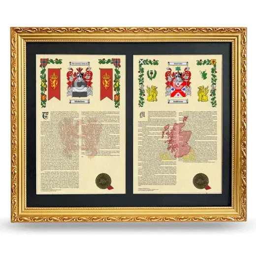 Double Armorial History Framed - Gold