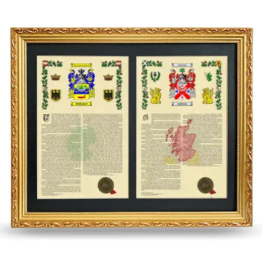 Double Armorial History Framed - Gold